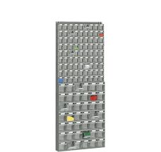 Regał naścienny z pojemnikami uchylnymi 1500mm, 123 poj.