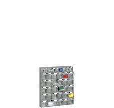 Regał naścienny z pojemnikami uchylnymi 650mm, 39 poj.