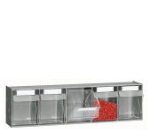 Zestaw 5 pojemników uchylnych 1,3l, 610 x 155 x 175 H mm