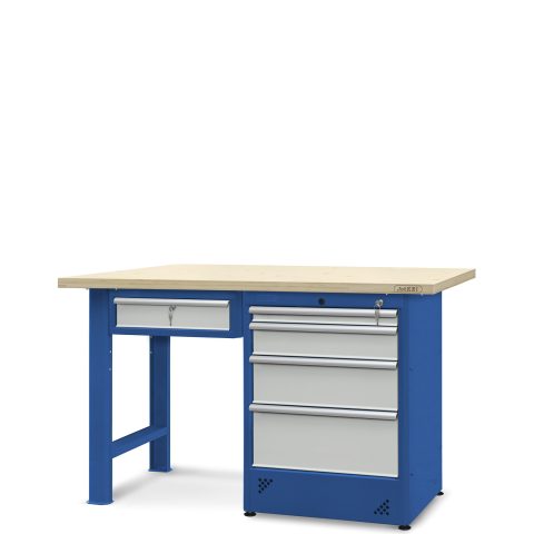 Stół warsztatowy 1500 mm,  1 szafka H13 i 1 szafka H12