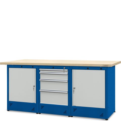 Stół warsztatowy 2100mm, 1 szafka H12, 2 szafki H11