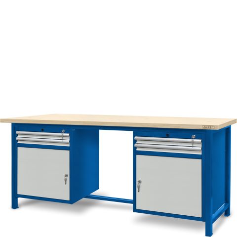 Stół ślusarski 2100 mm, 2 szafki S11
