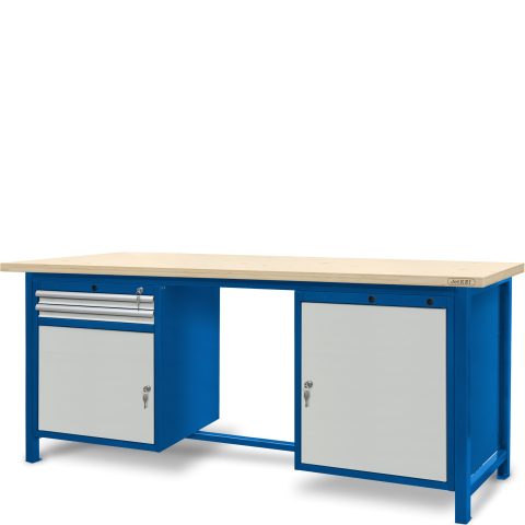 Stół ślusarski 2100mm, 1 szafka S11, 1 szafka S12