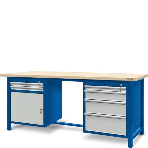 Stół ślusarski 2100 mm, 1 szafka S11, 1 szafka S14