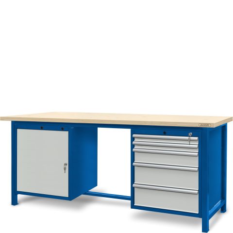 Stół ślusarski 2100 mm, 1 szafka S12, 1 szafka S13