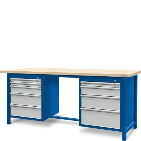 Stół ślusarski 2100 mm, 1 szafka S13, 1 szafka S14