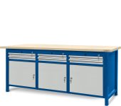 Stół ślusarski 2100 mm, 3 szafki S11