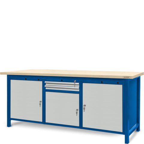 Stół ślusarski 2100mm, 2 szafki S12, 1 szafka S11