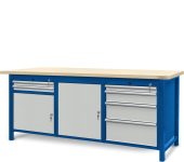 Stół ślusarski 2100 mm, 1 szafka S11, 1 szafka S12, 1 sza
