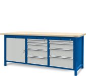 Stół ślusarski 2100 mm, 1 szafka S12, 1 szafka S13, 1 sza