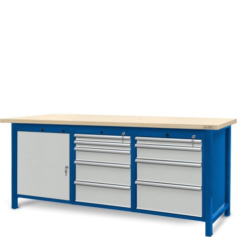 Stół ślusarski 2100mm, 1 szafka S12, 1 szafka S13, 1 szafka S14