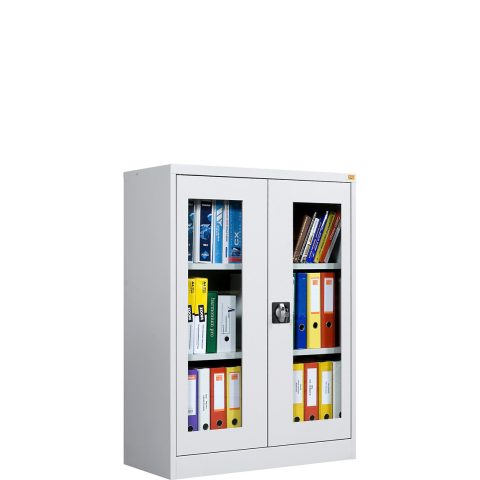 Szafa metalowa na akta 1220h x900 x420mm, drzwi witrynowe