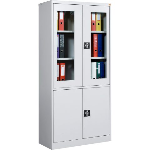 Szafa metalowa na akta 1920h x900 x420mm, drzwi witrynowe, dzielone