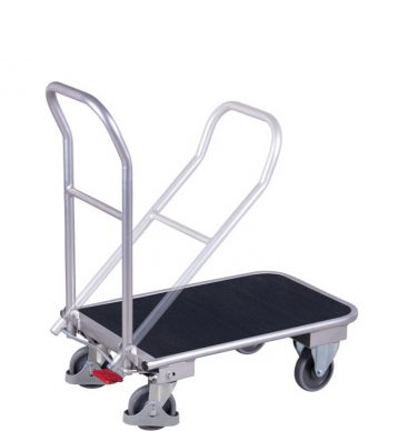 Wózek magazynowy 900 x 600, składany, aluminiowy, platforma ze sklejki