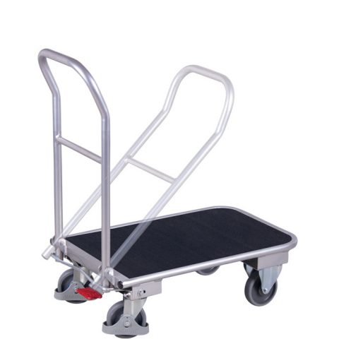 Wózek magazynowy 900 x 600, składany, aluminiowy, platforma ze sklejki