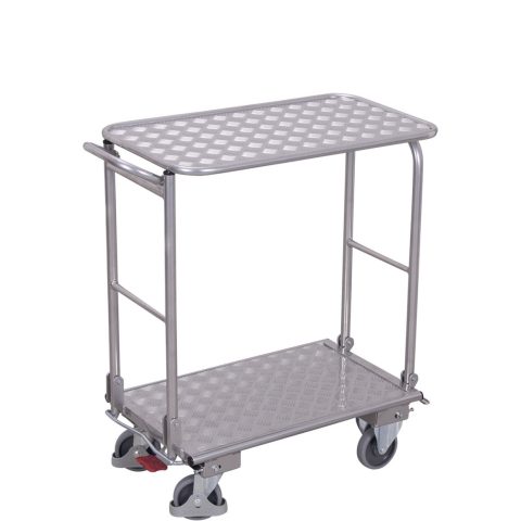 Wózek magazynowy 720x450, 150kg, aluminiowy, składany, 2 półki