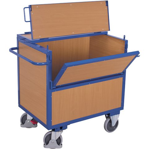 Wózek skrzyniowy zamykany 1000x700mm, 500kg, burty z płyty MDF