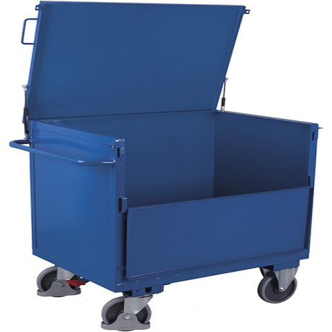 Wózek skrzyniowy zamykany 1200x800mm, 500kg, burty z blachy