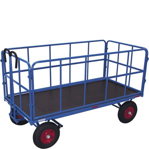 Wózek transportowy z dyszlem 2000x1000mm, 4 burty rurkowe