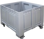 Skrzyniopaleta plastikowa 1200 x 1000 x 790 mm, pełna, 4 kółka