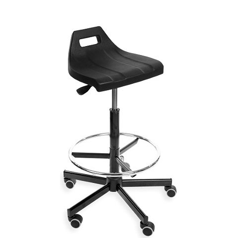 Taboret roboczy (hoker), podstawa metalowa, z pierścieniem