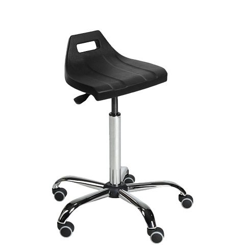 Taboret (hoker) laboratoryjny, podstawa metalowa chromowana