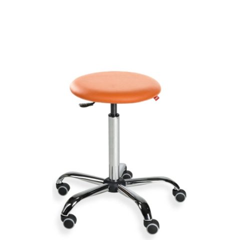 Taboret laboratoryjny tapicerowany, podstawa chromowana