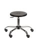 Taboret laboratoryjny PUR, podstawa metalowa, chromowany