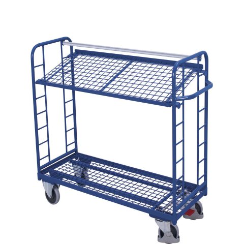 Wózek piętrowy 1355x550mm, 2 półki pochylane, siatkowe