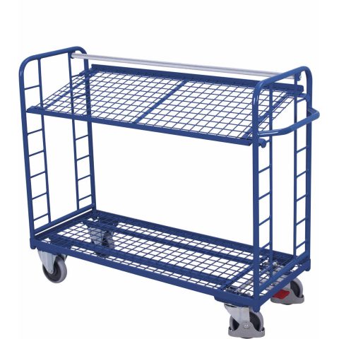 Wózek piętrowy 1650x650mm, 2 półki pochylane, siatkowe