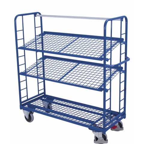 Wózek piętrowy 1355x550mm, 3 półki siatkowe