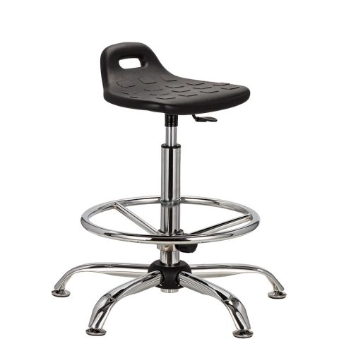 Taboret roboczy (hoker) Simplex-Sit, podstawa metalowa, z podnóżkiem, chromowany