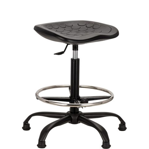 Taboret ergonomiczny Magnus, podstawa metalowa, z podnóżkiem