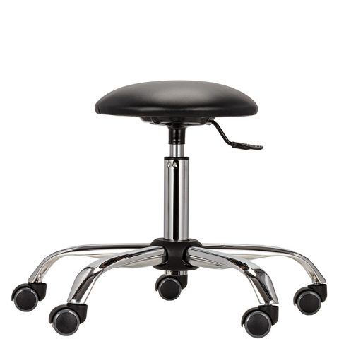 Taboret przemysłowy tapicerowany Rondo, chromowany