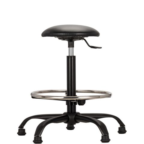 Taboret przemysłowy tapicerowany Rondo, z podnóżkiem