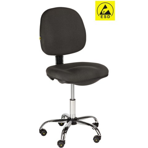 Krzesło laboratoryjne ERGO ESD, tapicerowane, podstawa stalowa