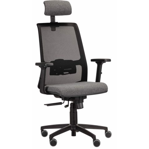 Krzesło biurowe YOUNG, oparcie z siatki, z zagłowkiem