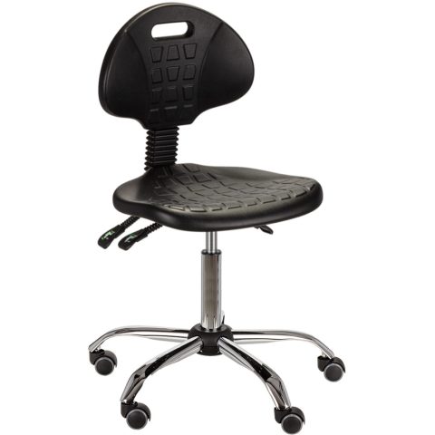 Krzesło laboratoryjne PUR Asynchro, podstawa metalowa