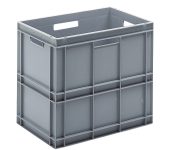 Pojemnik plastikowy 600 x 400 x 545 mm, 100 L, uchwyty otwor