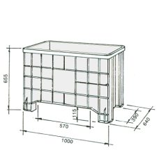 Skrzynia plastikowa 1000x640mm, 280l, na kółkach Ø100
