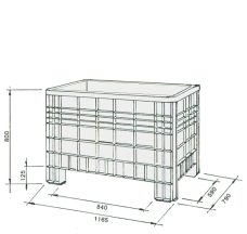 Skrzynia plastikowa 1165x790mm, 520l, na kółkach Ø100