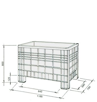 Skrzynia plastikowa 1165x790mm, 520l, na kółkach